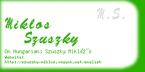 miklos szuszky business card